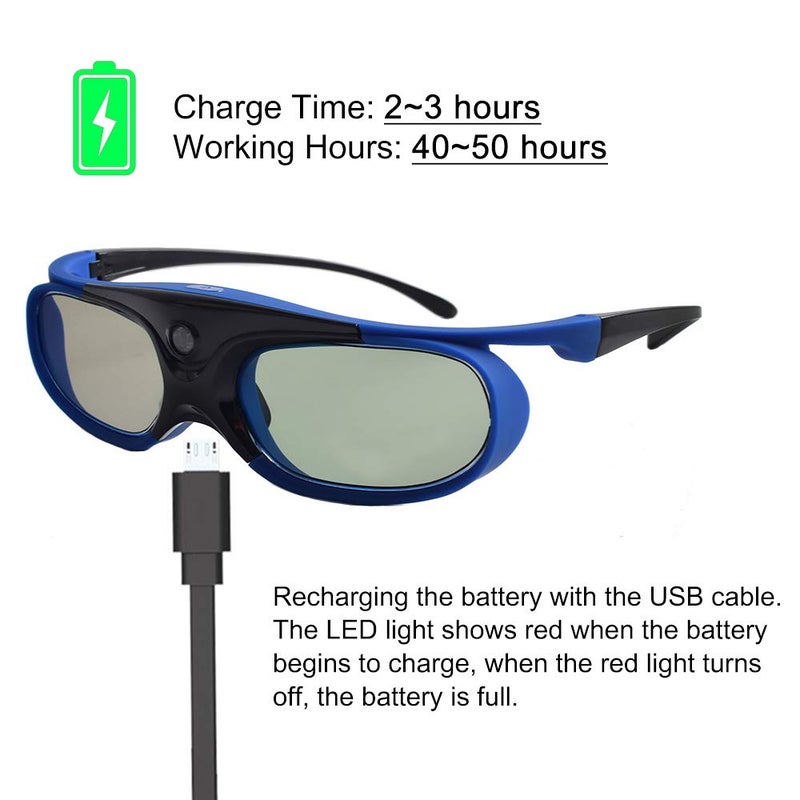 Cocar Active Shutter 3D Glasses Active 3D Glasses 3D TV Projectors 3D Movies Games Active RF 3D Glasses for Sony Epson Toshiba Sharp's RF 3D TV Projector Compatible with TDG-BT500A, SSG-5100GB - Image 4